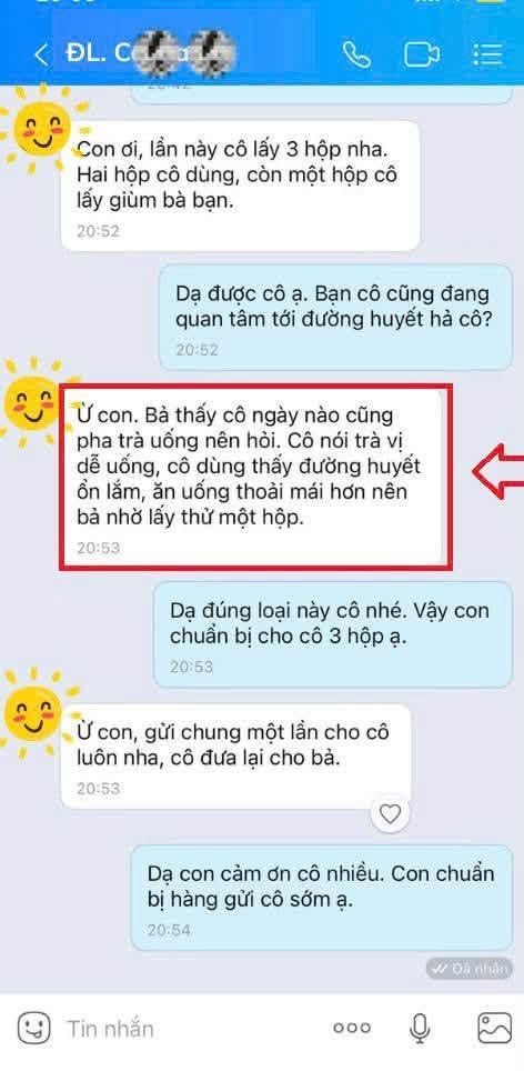 Tin nhắn khách hàng chia sẻ về Trà An Đường Xứ Nẫu