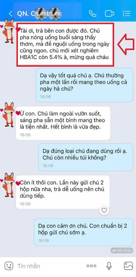Tin nhắn khách hàng chia sẻ về Trà An Đường Xứ Nẫu